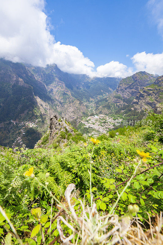 Miradouro do Curral das Freiras的视角与壮观的尼姑山谷在马德拉岛